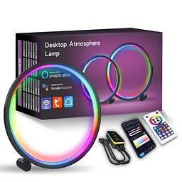 Настільна LED лампа RGB Intelligent circular atmosphere light Bluetooth USB with app Black Epik teh0029700