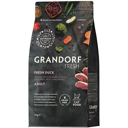 Сухой беззерновой корм для взрослых кошек Grandorf Fresh Duck & Sweet Potato Adult Cat утка с бататом 2 кг
