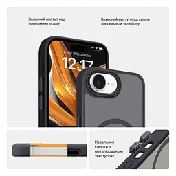 Чехол для Apple iPhone 16e/17e, Uniq MagCase, черный, противоударный, панель-накладка с MagSafe, ударопрочный TPU+PC, с магнитом MagSafe, поддержка полноценной беспроводной зарядки, ArmorStandart (ARM83870) - мініатюра 3