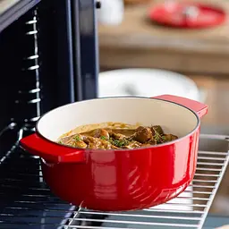 Каструля KitchenAid Cast Iron чавунна з кришкою 22 см 3.3 л червона (CCC006057-001) - мініатюра 7