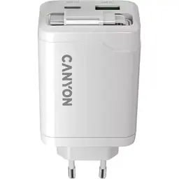 Зарядний пристрій Canyon 1xUSB-C PD65W + 1xUSB QC3.0 + cable USB-C to USB-C white (CNS-CURC65ACW) - мініатюра 4