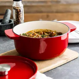 Каструля KitchenAid Cast Iron чавунна з кришкою 22 см 3.3 л червона (CCC006057-001) - мініатюра 5