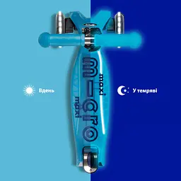 Самокат дитячий Micro Maxi Deluxe Glow LED Plus 3-колісний синій кришталь (MMD377) - мініатюра 7