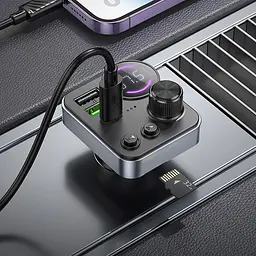 АЗП FM модулятор Hoco E86 Alegria PD30W+QC3.0 48W (2USB-A/1C) Black - мініатюра 7