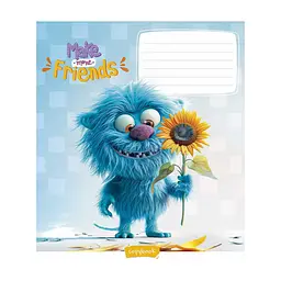 Зошит Школярик Make more friends 12 аркушів клітинка (012-3453K), в асортименті
