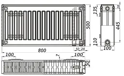 Радіатор сталевий панельний Kalite 22 низ/справа 500x800 (без INNER) 000022644, Білий - мініатюра 4