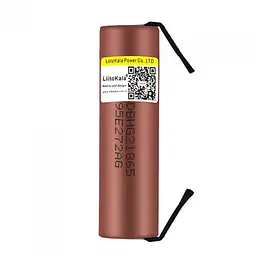 Акумулятор LiitoKala HG2-N 18650 Li-ion 3000 mAh 3.7V з нікелевими контактами під паяння високострумовий