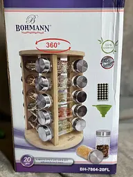 Органайзер для спецій Bohmann BH 7864-20 набір 20 скляних баночок підставка лійка - мініатюра 5