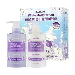 Набір для інтенсивного зволоження волосся Kundal Gift Edition White Musk Set 500ml+500ml