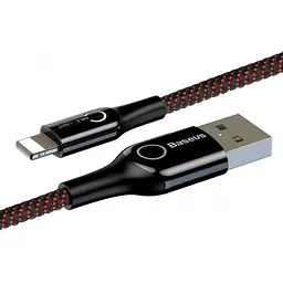 Кабель Baseus C-shaped Light Intelligent Power-off Cable USB to Lightning 2A 1m CALCD-01 Black - мініатюра 3
