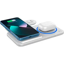 Бездротовий зарядний пристрій WiWU Wi-W020 Foldable Magnetic Station Wireless Charger 3in1 15W White (6976195093537) [99973] - мініатюра 6