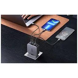 Зарядний пристрій Ugreen 3xUSB 140W (2хUSB-C+USB-A) Gan CD289 with C to C Cable 1.5m (90549) - мініатюра 5