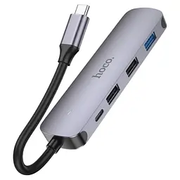 Хаб USB HB27, Grey, Type-C 3.0 - 1xType-C (60 Вт) / 1xUSB 3.0 / 2xUSB 2.0 / HDMI 4K Hoco teh0019601 - мініатюра 2