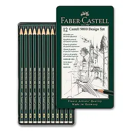 Набір графітних олівців "Faber-Castell" /119064/ 12 шт. 5Н-5В у металевій коробці (1/5) - мініатюра 2