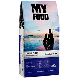 Сухий корм для цуценят середніх та великих порід Myfood Суперпреміум з ягням і рисом, 12 кг термін придатності до 02.11.25 р.
