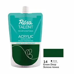 Фарба акрилова Зелена темна (14) 200 мл ROSA Talent (4823098548911)