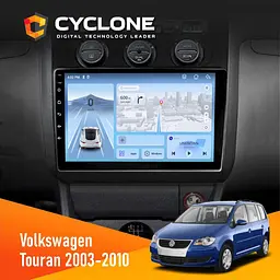 Штатна магнітола Volkswagen Touran 2010-2015 Climate Cyclone C10-012 4x64 DSP 4G Cyclone (НФ-00006655)