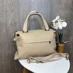 Сумка жіноча велика міська через плече містка бежева 1097Б