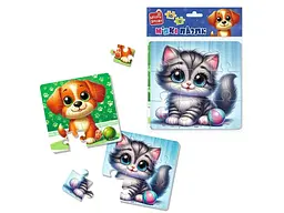 Пазли м`які Котик та песик, Vladi Toys, 2 пазли 9 і 16 ел.