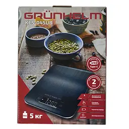 Кухонні настільні електронні ваги Grunhelm KES-045UB із сенсорним керуванням Usb LCD-дисплей до 5 кг Чорний - мініатюра 8
