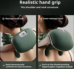 Масажер для шиї з ручками Shoulder and Neck Massager FZ-831 Зелений, електричний масажер для всього тіла - мініатюра 9