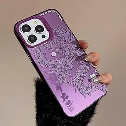 Чохол на iPhone 15 Plus глянцевий з драконом, захисний, Фіолетовий - мініатюра 2