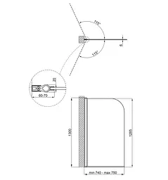 Душовий екран Qtap Standard STDBLM407513APL - мініатюра 7