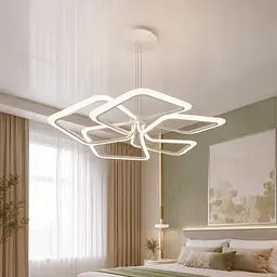 Велика біла підвісна LED люстра на 5 геометричних плафонів Artlight 2406-5DL-WH