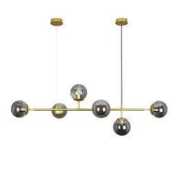 Люстра стельова Levistella 7529802-6 GD+BK, 6 плафонів, E27, золотий з чорним, сучасний стиль для дому