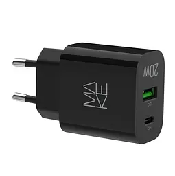 Зарядний пристрій мережевий MAKE 20W Type-C PD3.0 + USB QC4.0 Black - мініатюра 6