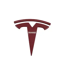 Емблема задня Tesla Y 86 мм Червона глянцева, Метал (на скотчі)