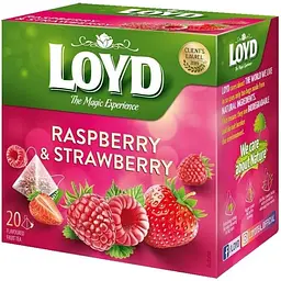 Чай фруктовий Loyd Raspberry & Strawberry малина та полуниця 40 г (20 шт. х 2 г) - мініатюра 2