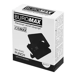 Діркопробивач Buromax металевий JOBMAX, до 20 аркушів, 110 х 90 х 75мм, чорний (BM.4040-01) - мініатюра 3