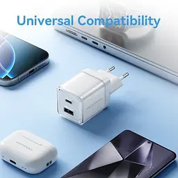 Зарядний пристрій Vention 1xUSB-C PD70W + 1xUSB QC3.0 22.5W GaN transparent gray (FCGH0-EU) - мініатюра 10