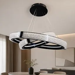 Світлодіодна люстра підвісна Artlight MB240118/60+40BK з двома чорними кільцями, 128W
