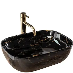 Умивальник Rea Belinda 33,5x46,5 black marble shiny (REA-U8907), Глянцева