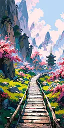 Картина за номерами Пейзаж. Таємничий японський сад 40x80 см Origami LW 5169