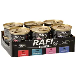 Вологий корм для котів Rafi Cat Mus суміш смаків 10.2 кг (12 шт. по 85 г)