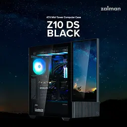 Корпус Zalman Z10 DS без БЖ 2xUSB3.0 1хUSB Type-C 2х120мм 1x120мм ARGB TG Side Panel ATX Monitor чорний - мініатюра 4