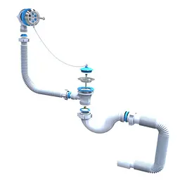 Сифон для ванни Santehplast SV-02 Ультра+ нержавіючий випуск 1 1/2" з переливом 30412 - мініатюра 2
