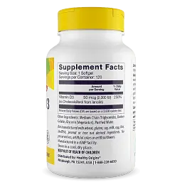Вітамін Д3 Healthy Origins Vitamin D3 in MCT Oil 2000 МО 120 гелевих капсул - мініатюра 2
