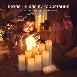 Набір світлодіодних LED свічок Niki Light 9 шт лед свічка з імітацією воску різних розмірів з пультом керування тепло біла - мініатюра 6