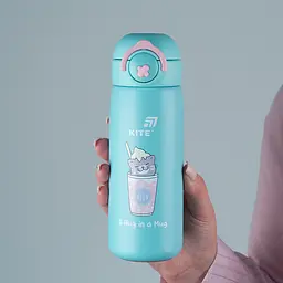 Термос з кнопкою Kite Hug in mug бірюзовий 430 мл (K25-1221-1) - мініатюра 5
