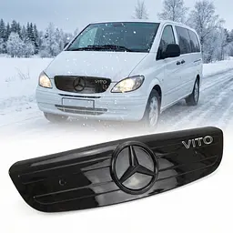 Зимова накладка на радіаторні грати Mercedes Vito-Viano 2004-2010 з Логотипом Глянець Voron Glass (WM10303)