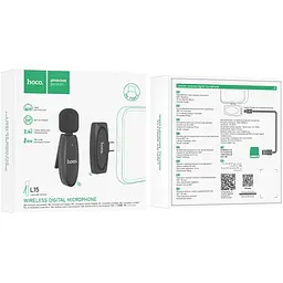 Мікрофонна радіосистема Hoco L15 Crystal USB-C Black (789037) [158597] - мініатюра 7