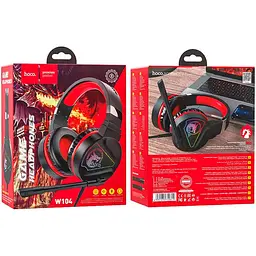 Ігрові дротові навушники Hoco W104 Drift, USB, 3.5mm, 2m, Червоний - мініатюра 4