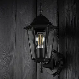 Настінний ретро-ліхтар Lumiled Bellis, чорний мат, вверх - мініатюра 7