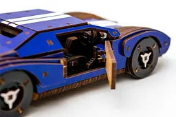 Конструктор Puz-26915 "Fast Car GT" дерев'яний, 164 под., синій, розмір моделі 23х6х11 см. PuzzleOk - мініатюра 2
