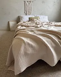 Покривало Zeintex Heaven муслінове бавовняне бежеве 240х260 см