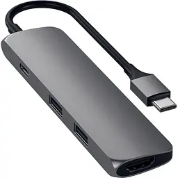 Адаптер Satechi Aluminum Type-C Slim Multi-Port Adapter 4K Space Gray (ST-CMAM) - мініатюра 2